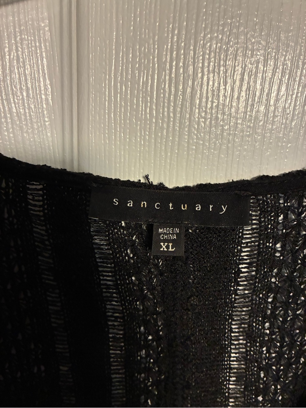Sanctuary Black Knit V-Neck Tunic with Gray Stripe Sleeves - Picture 2 of 2